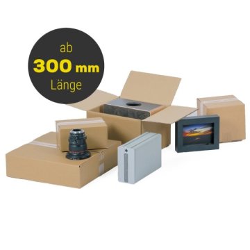 Wellpapp-Faltkartons in unterschiedlichen Größen ab 300 mm Länge